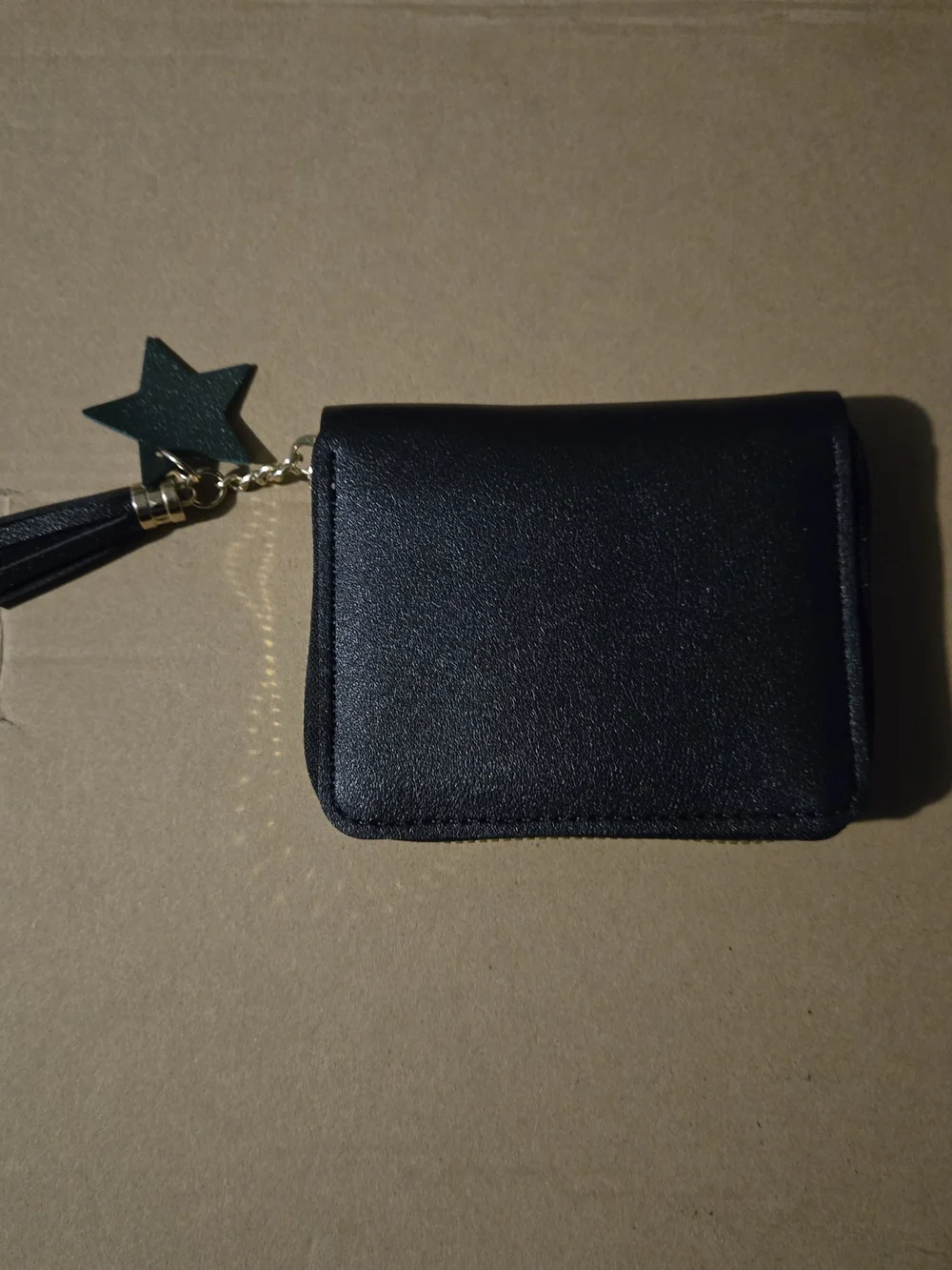 Black Floral Embroidered Zip Wallet